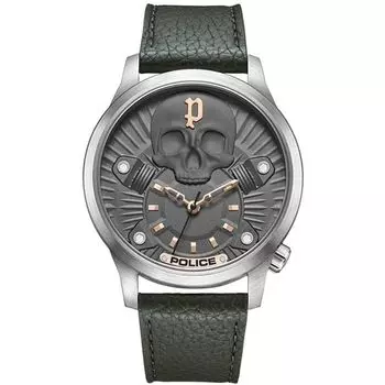 Зеленые кожаные часы The Police