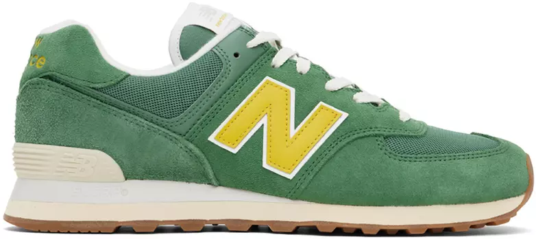 Зеленые кроссовки 574 New Balance, Mallard green/Ginger lemon/Sea salt