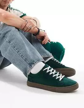 Зеленые кроссовки на шнуровке ASOS DESIGN из искусственной замши