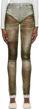Зеленые леггинсы с принтом MM6 Maison Margiela