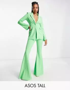 Зеленые летние расклешенные брюки из джерси ASOS DESIGN Tall