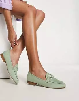 Зеленые лоферы с цепочкой ASOS DESIGN Modern