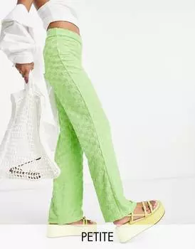 Зеленые махровые брюки прямого кроя Topshop Petite