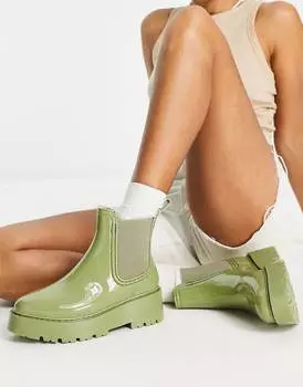 Зеленые массивные резиновые сапоги челси ASOS DESIGN Gadget