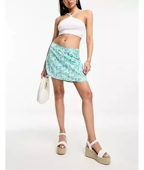 Зеленые мини-шорты с абстрактным леопардовым принтом JDY