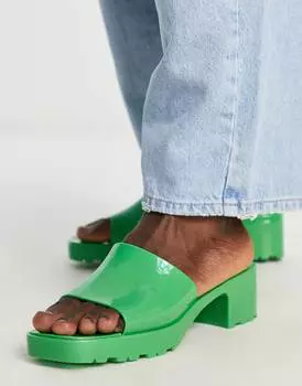 Зеленые мюли на каблуке ASOS DESIGN