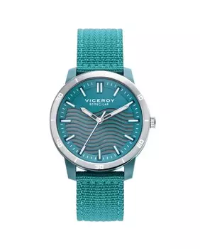 Зеленые мужские часы Ecosolar с корпусом из переработанного пластика и ремешком из переработанного нейлона Viceroy, зеленый