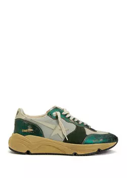 Зеленые мужские кожаные кроссовки running sole Golden Goose