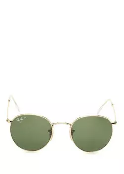 Зеленые мужские солнцезащитные очки круглой формы Ray-Ban, золотой