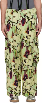 Зеленые плиссированные брюки-карго Collina Strada