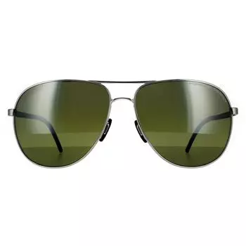 Зеленые поляризованные солнцезащитные очки Aviator Palladium Porsche Design, серебро