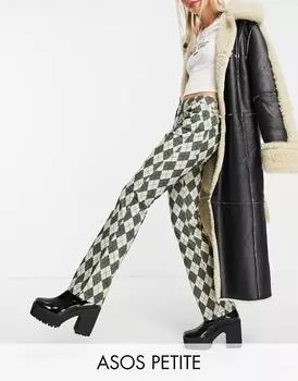Зеленые расклешенные брюки с заниженной талией ASOS DESIGN Petite