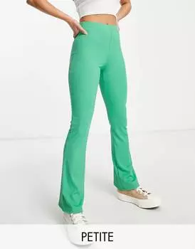 Зеленые расклешенные брюки в рубчик Topshop Petite