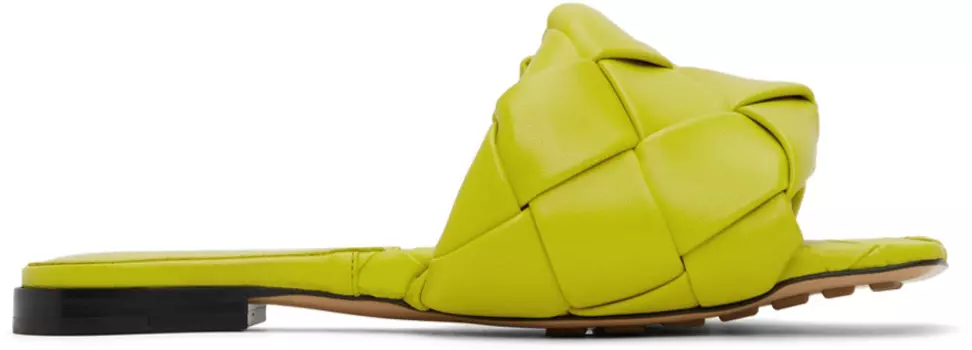 Зеленые сандалии на плоской подошве Intreccio Lido Bottega Veneta