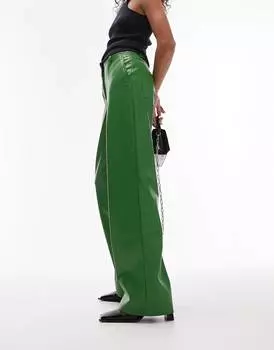 Зеленые широкие брюки из искусственной кожи Topshop co-ord
