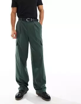 Зеленые широкие брюки карго ASOS DESIGN