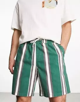 Зеленые шорты с полосками New Look