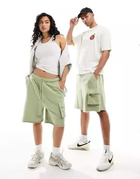 Зеленые шорты унисекс с карманом-карго ASOS DESIGN