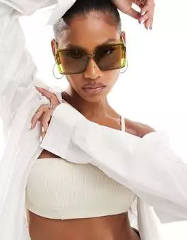 Зеленые солнцезащитные очки в квадратной оправе South Beach в стиле 70-х годов