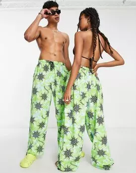 Зеленые солнцезащитные пляжные брюки унисекс COLLUSION