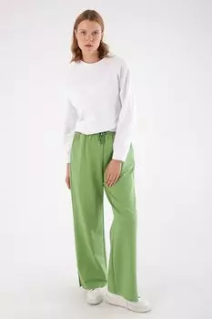 Зеленые спортивные штаны с разрезом ALL DAY