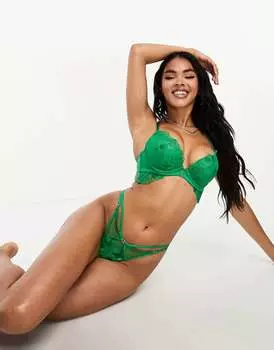 Зеленые стринги с цветочной вышивкой и ремешками Ann Summers Wilderness