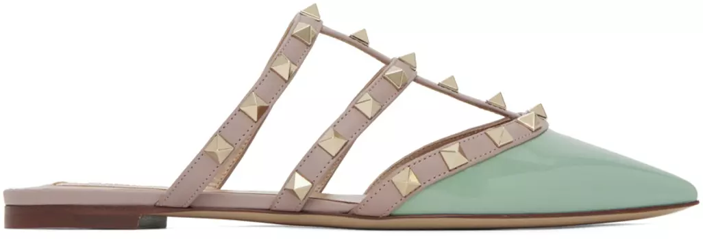 Зеленые туфли без задника Rockstud Valentino Garavani
