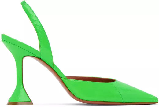 Зеленые туфли на ремешке Amina Muaddi Holli
