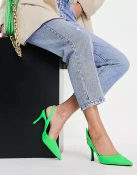 Зеленые туфли на шпильке с ремешком на пятке ASOS DESIGN Samber