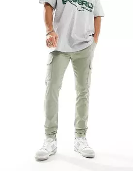 Зеленые узкие брюки карго ASOS DESIGN