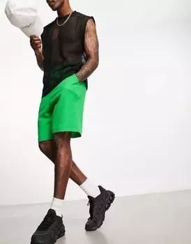 Зеленые вафельные шорты оверсайз ASOS