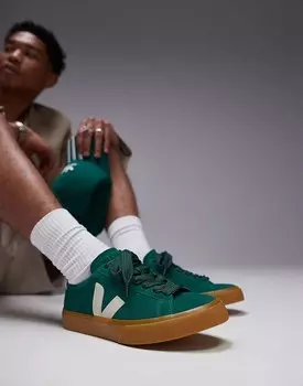 Зеленые замшевые кроссовки VEJA Campo