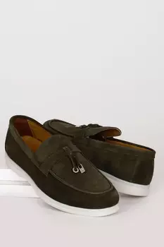 Зеленые замшевые мужские лоферы из натуральной кожи Gn GNDER(R), зеленый