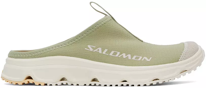 Зеленые замшевые тапочки RX Slide 3.0 Salomon, Tea/Alfalfa/Golden fleece