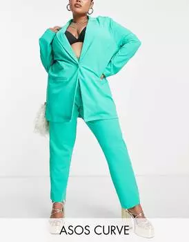 Зеленые зауженные брюки из джерси ASOS DESIGN Curve