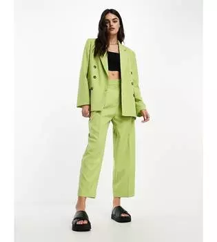 Зеленые зауженные брюки с отворотами ASOS DESIGN