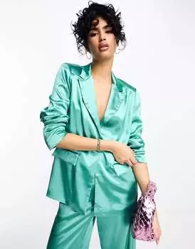 Зеленый атласный блейзер Vila