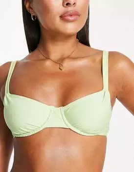 Зеленый бикини-топ со сборками и чашечками NA-KD