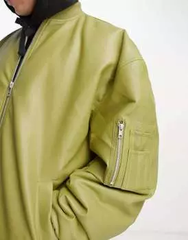 Зеленый бомбер из искусственной кожи ASOS