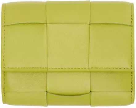 Зеленый бумажник на молнии Trifold Bottega Veneta