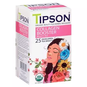 Зеленый чай Tipson Organic Beauty COLLAGEN BOOSTER в пакетиках 25 x 1,5 г x 1 sarcia.eu