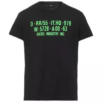 Зеленый - Черная футболка с логотипом 978 Diesel, черный