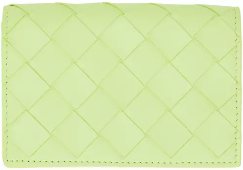 Зеленый держатель для карт Intrecciato Bottega Veneta, Fennel/Gold