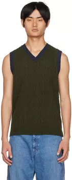 Зеленый двухцветный жилет BEAMS PLUS