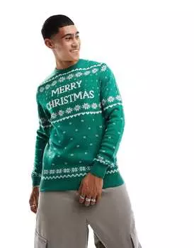 Зеленый джемпер Jack & Jones Christmas Fair Isle