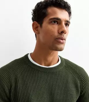 Зеленый джемпер массивной вязки с круглым вырезом Jack & Jones Jack & Jones, темно-зеленый