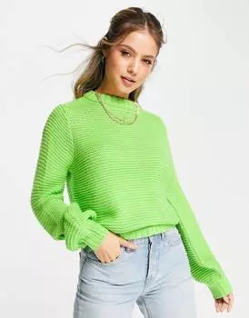 Зеленый джемпер свободного кроя с круглым вырезом и объемными рукавами ASOS DESIGN
