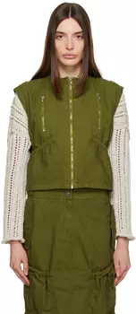 Зеленый джинсовый жилет на молнии OPEN YY