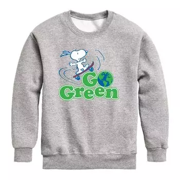 Зеленый флисовый свитшот с рисунком Peanuts Snoopy Go для мальчиков 8–20 лет Licensed Character
