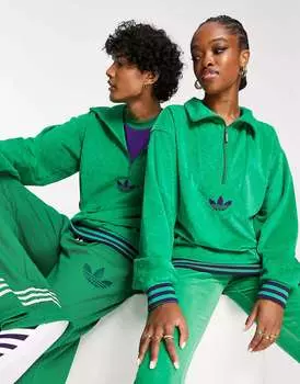 Зеленый флисовый велюровый флис унисекс adidas Originals 'adicolor 70s